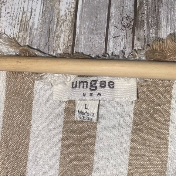 Umgee Latte Stripe Fringe Hem Dress - Picture 7 of 7